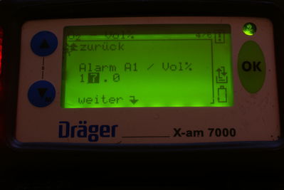 DrÃ¤ger X-AM 7000 Einstellungen  Alarmwert Ã¤ndern Beispiel Sauerstoff
