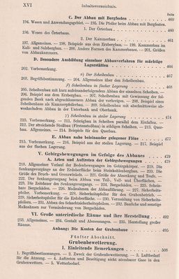 Bergbaukunde von C.H. Fritzsche Erster Band Inhaltsverzeichnis 12
Quelle: Springer Verlag OHG in Berlin von 1942
