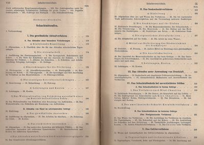Bergbaukunde Heise Herbst Fritzsche Zweiter Band Inhaltsverzeichnis 2
Quelle: Springer Verlag OHG. in Berlin / GÃ¶ttingen / Heidelberg von 1950
