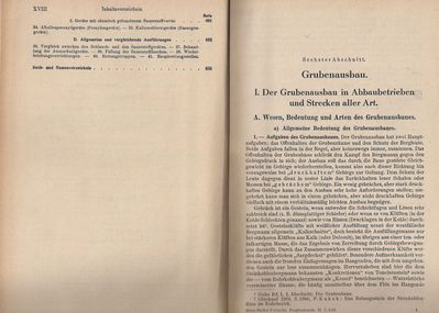 Bergbaukunde Heise Herbst Fritzsche Zweiter Band Inhaltsverzeichnis 7
Quelle: Springer Verlag OHG. in Berlin / GÃ¶ttingen / Heidelberg von 1950
