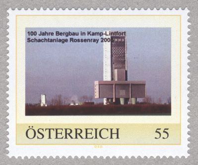 Briefmarke Ã–sterreich Schacht Rossenray 100 Jahre Bergbau in Kamp Lintfort

