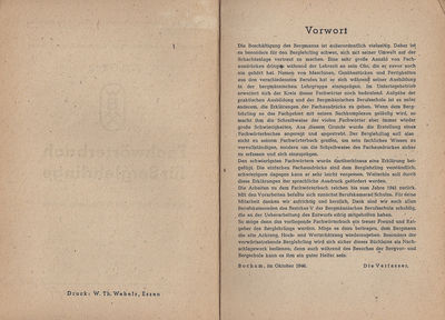 FachwÃ¶rterbuch fÃ¼r Berglehrlinge Vorwort
Herausgegeben von der WestfÃ¤lischen Berggewerkschaftskasse Bochum 1946 GlÃ¼ckauf Verlag G.m.b.H. Essen/Kettwig
