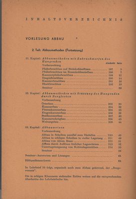 Bergbaukunde 9. Lehrbrief: Abbau 3 Inhalt
Quelle: Hauptabteilung Fernstudium der Bergakademie Freiberg im Auftrag des Ministeriums fÃ¼r Schwerindustrie der Deutschen Demokratischen Republik
