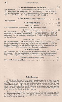 Bergbaukunde von C.H. Fritzsche Erster Band Inhaltsverzeichnis 16
Quelle: Springer Verlag OHG in Berlin von 1942
