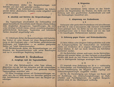 Bergpolizeiverordnung fÃ¼r die Steinkohlenbergwerke im Verwaltungsbezirk des Oberbergamts in Dortmund vom 1. Mai 1935 Auszug aus dem Inhalt 1
Quelle: Druck und Verlag von Hermann Bellmann Dortmund
