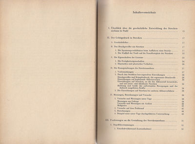 Streckenausbau in Stahl Inhaltsverzeichnis 1
Quelle: Verlag GlÃ¼ckauf Essen, 1959
