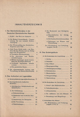 Fachkunde fÃ¼r den Steinkohlenbergbau Teil 1 Inhaltsverzeichnis 1
Volk und Wissen Volkseigener Verlag Berlin 1953
